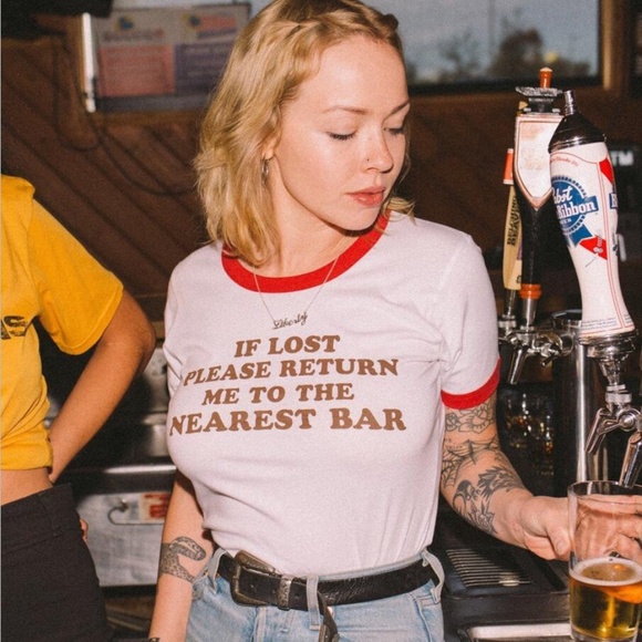 Tops - If lost Return to bar graphic tee